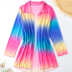 Ombre Print Long Sleeve Boho Cover Up