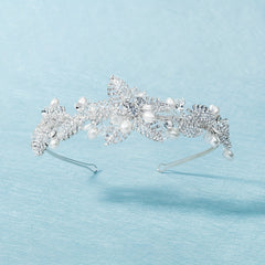 Faux Pearl Rhinestone Headband Tiara Headdress For Girls Women