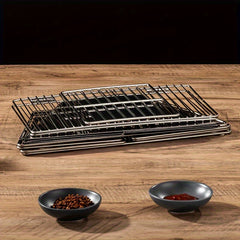 Portable Square BBQ Grill for Camping Picnic Stainless Steel High Temp Resistant