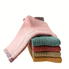 5pcs Girls Kids Breathable Crew Socks for Spring Autumn Winter