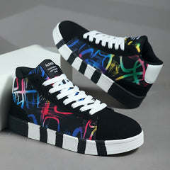 Graffiti Pattern High Top Flat Heighten Skate Shoes