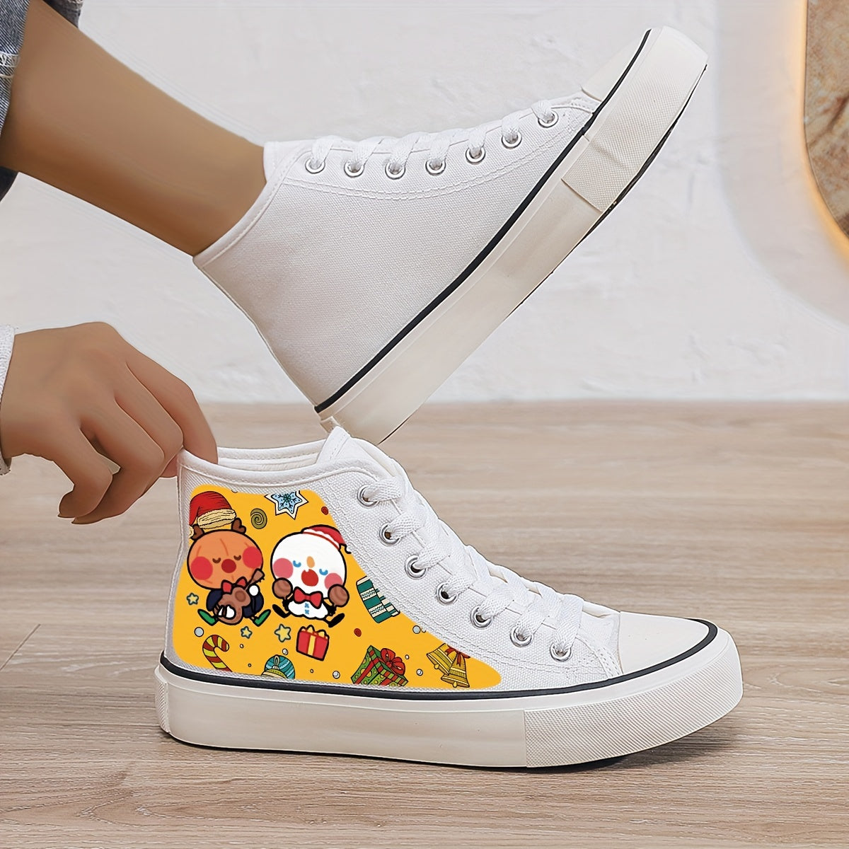 Plush Lined Canvas Sneakers Chunky Warm Non Slip Shoes High Top