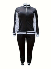 Colorblock Zip Up Top & Pants Set
