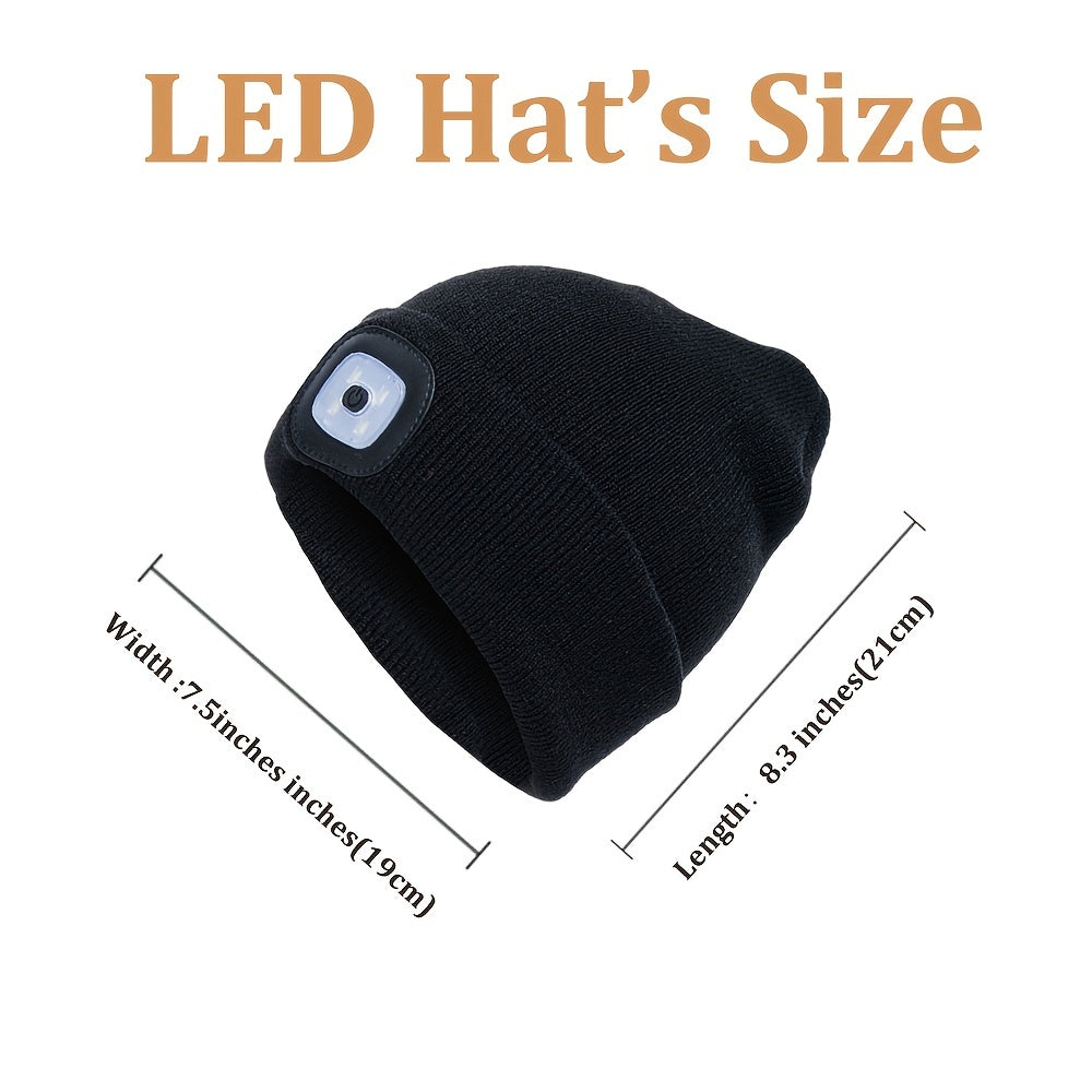 Unisex Beanie Hat With Light USB Rechargeable Hands LED Headlamp Hat