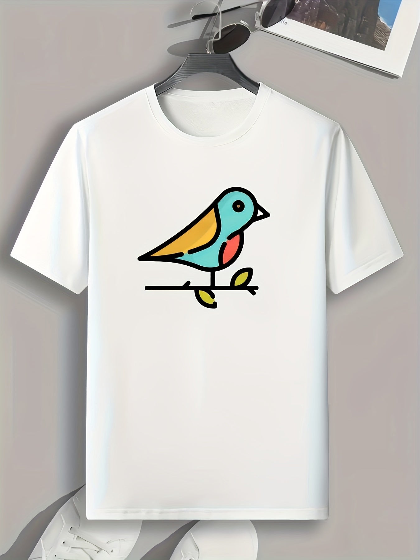 Cartoon Bird Pattern Print Men's Sports T-shirt