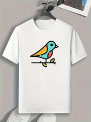 Cartoon Bird Pattern Print Men's Sports T-shirt