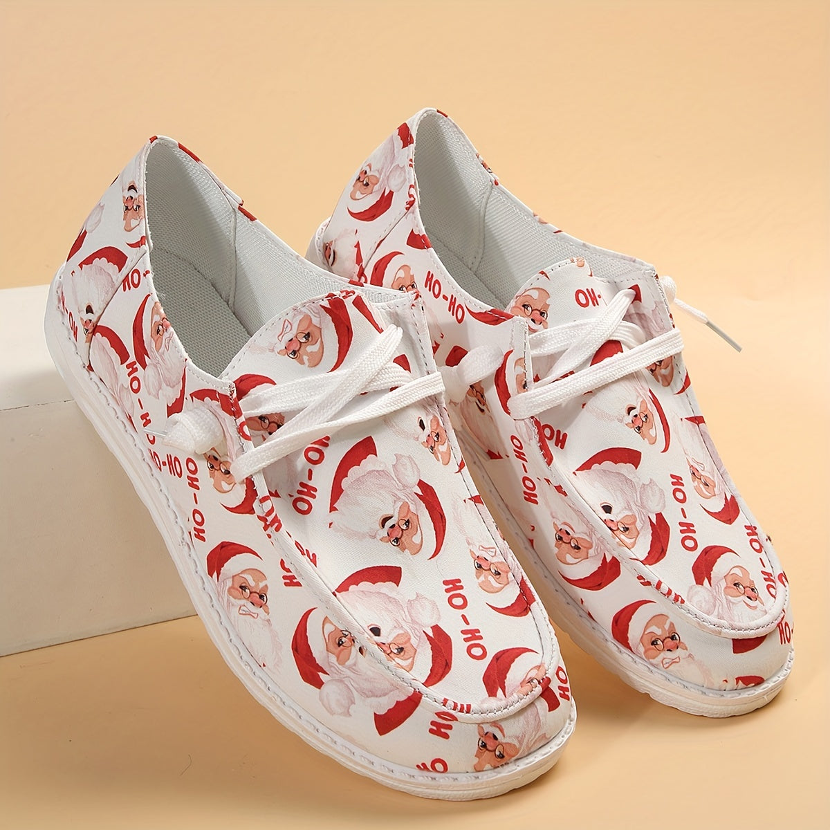 Christmas Elements Print Low Top Sneakers Lightweight Casual Shoes