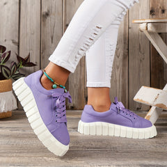 Women's Stylish Platform Sneakers Lace Up Outdoor Shoes