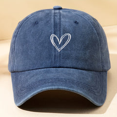 Heart Embroidery Baseball Cap Distressed Dad Hats Adjustable