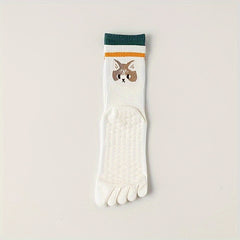Cartoon Puppy Yoga Socks Five-toe Gripper Socks