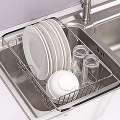 Kitchen Sink Drain Basket Telescopic Tableware Drain Rack