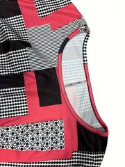 Colorblock Geometric Print Mini Dress
