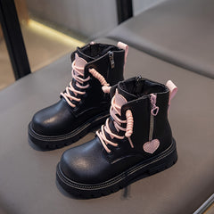 Heart Pattern Winter Boots for Girls Preppy Style Warm and Comfortable