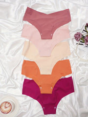 5pcs Seamless Solid Briefs Stretchy Intimates Panties Women's Lingerie
