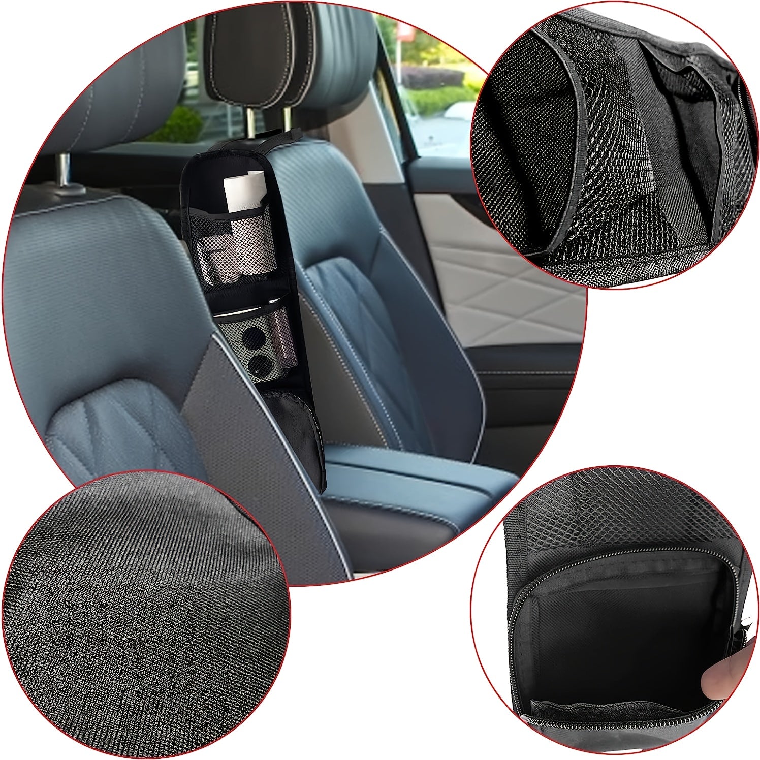2PCS Car Seat Storage Hanging Bag Organizer Mesh Net Pocket
