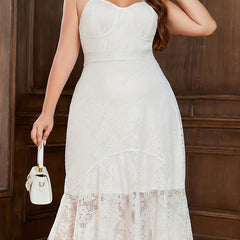 Solid Lace Midi Cami Dress