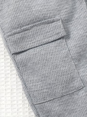 Boys Casual Cargo Pants Elastic Waist Jogger Pants With Pocket