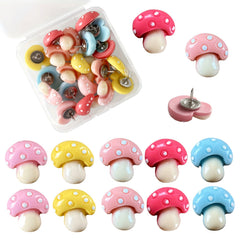 20pcs Mushroom Decorative Thumb Pins for Bulletin Board