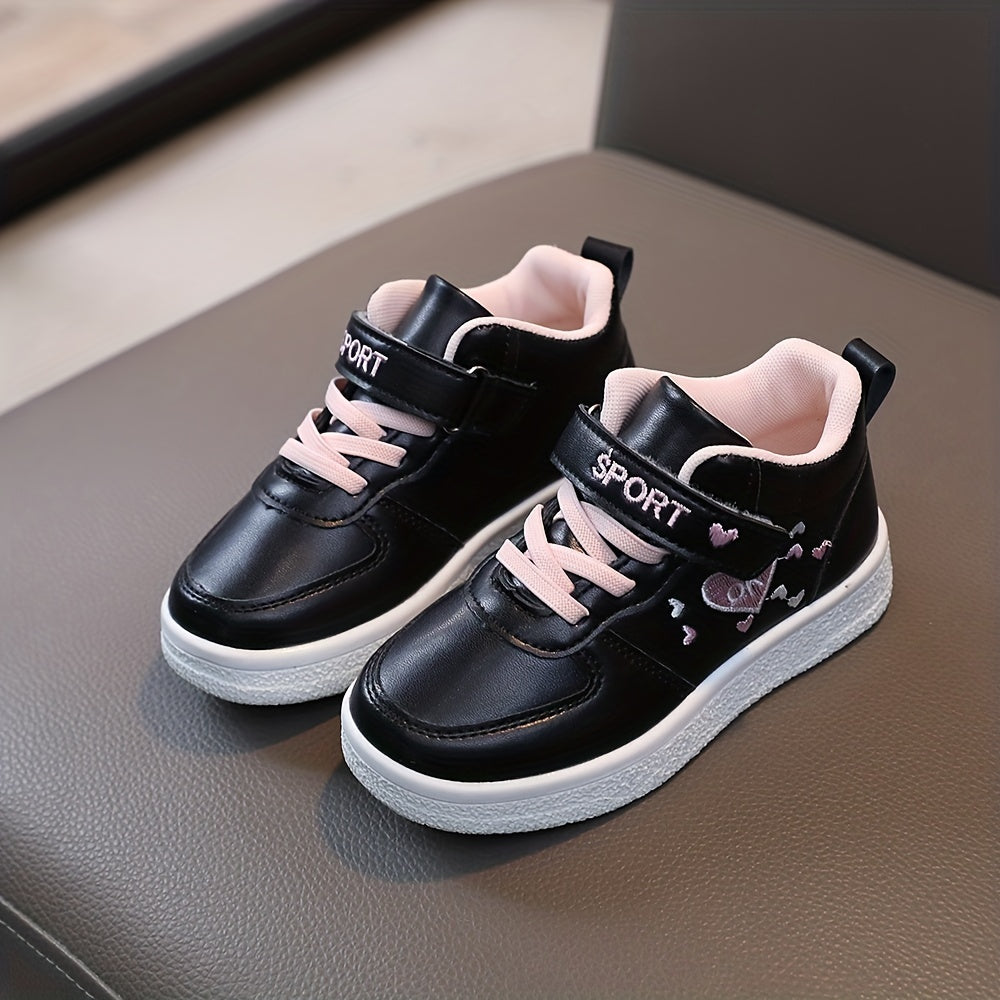 Girls Heart Graphic Print Sneakers No Tie Kids Casual Outdoor Shoes