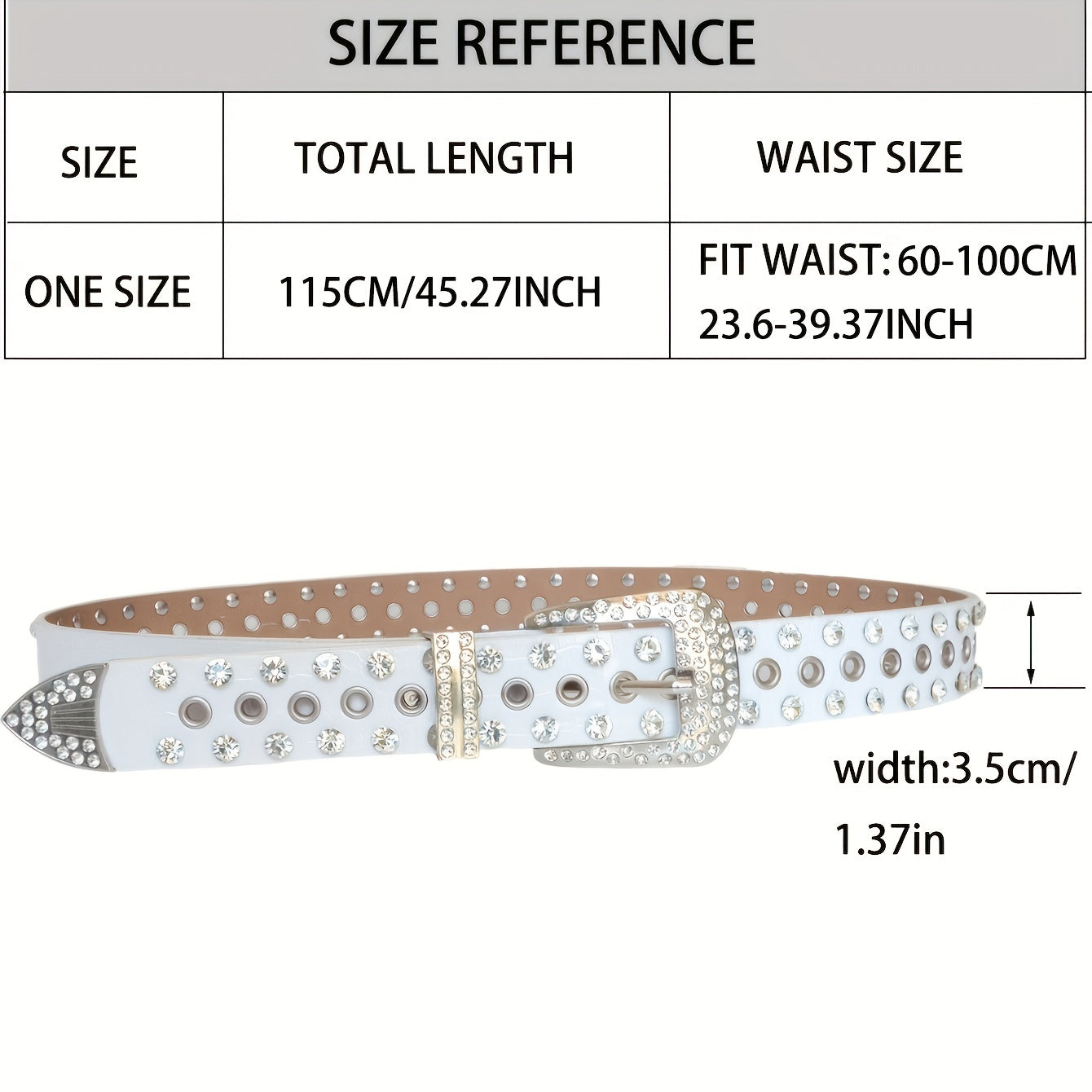 Rhinestone Inlaid Punk Belt Y2K Women Jeans Pants Belt PU Leather