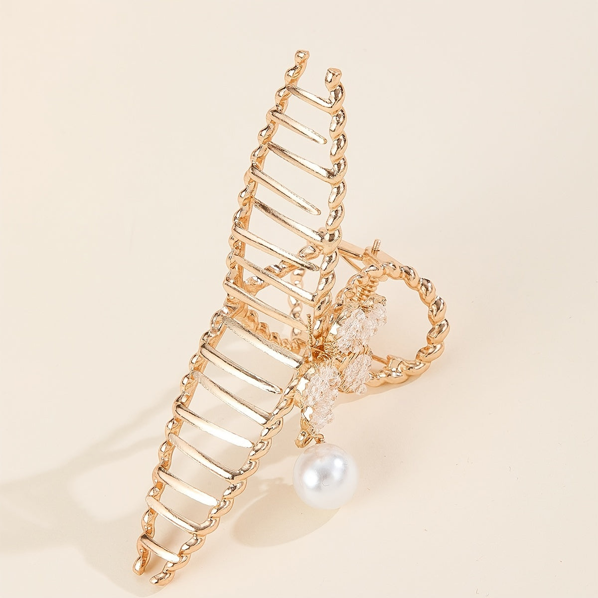 Flower Pearl Hair Claw Metal Hair Clip Strong Nonslip Hair Accessories