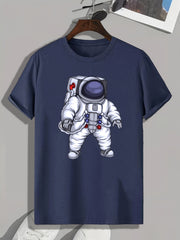 Astronaut Print Men's Graphic T-shirt for Summer