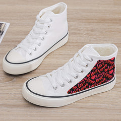 Girls High Top Love Hearts Skate Shoes Non Slip Casual Sneakers
