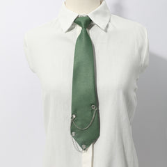 Green Decorative Tie With Chain For Men Unisex Casual Tie