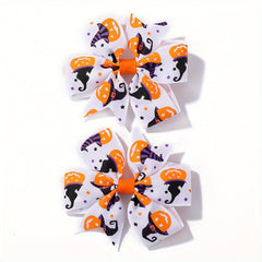 2pcs Halloween Bow Hair Clips Multicolor Sets for Baby Girls