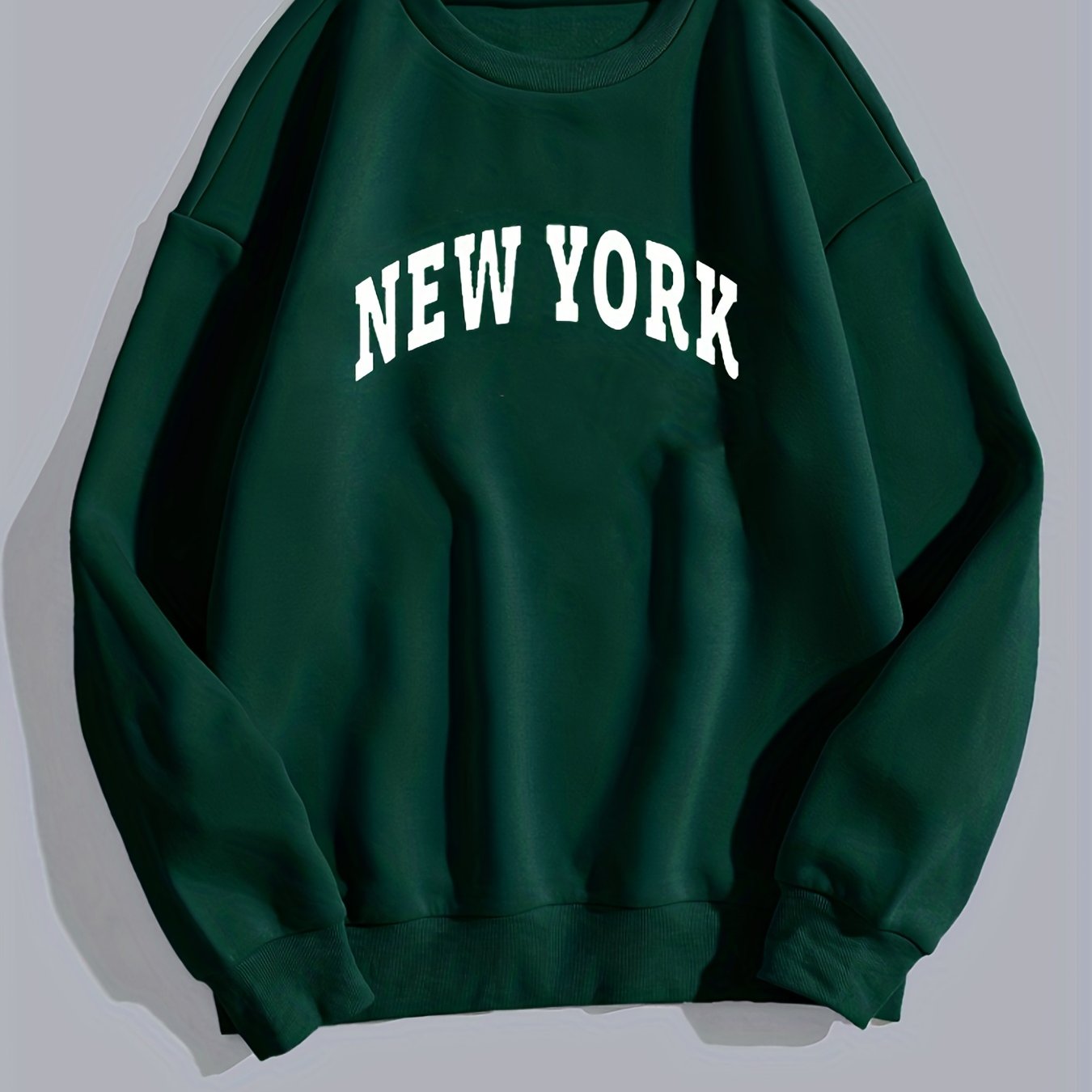 York Letter Print Preppy Sweatshirt Casual Crew Neck Long Sleeve