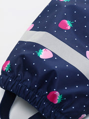 Kids Cartoon Strawberry Print Rain Overall Jumpsuit