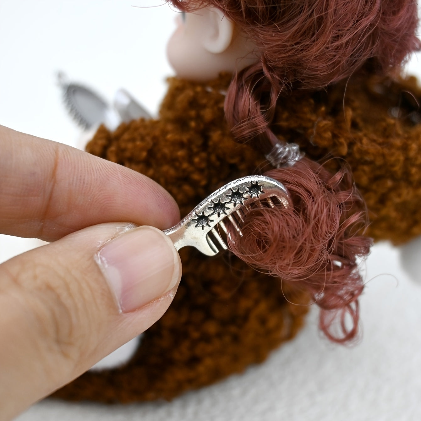Miniature Mirror Comb Set for Dollhouse Decor