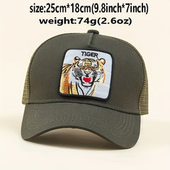 Embroidered Tiger Net Baseball Cap Men Women Hip hop Peaked Cap