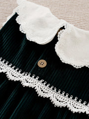 Corduroy Lace Trim Baby Girls Dress