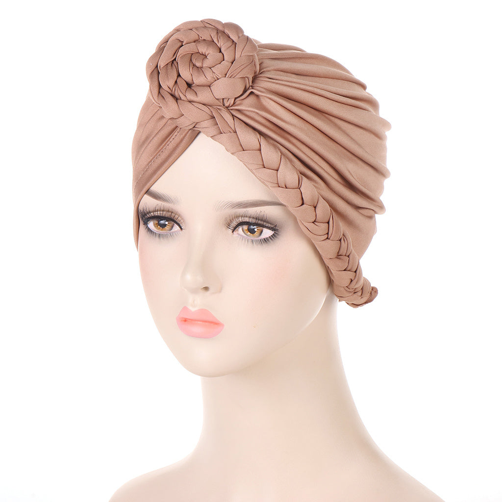 Round Twist Braided Turban Cap Elastic Head Wrap Head Scarf Chemo Cap