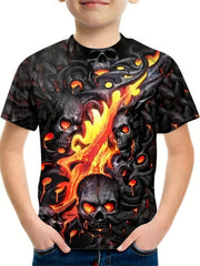 Halloween Skull 3D Print Casual T shirt Graphic Tees Street Wear Kids Clothes