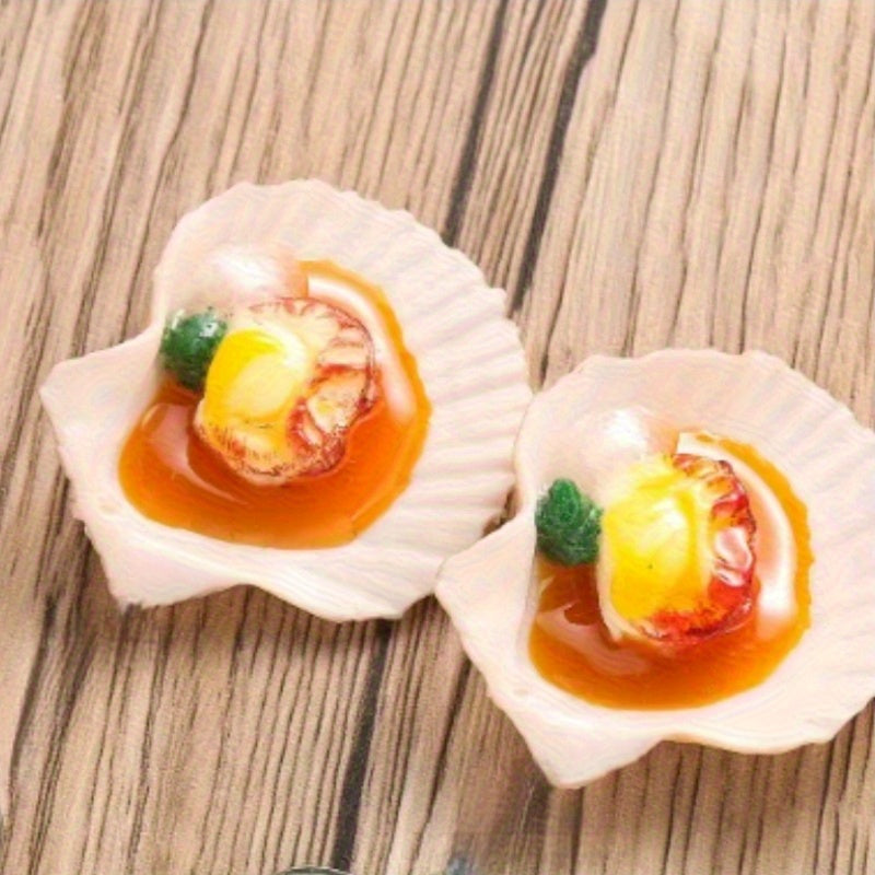 2pcs PVC Garlic Butter Steamed Mussels Realistic Decor