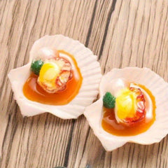 2pcs PVC Garlic Butter Steamed Mussels Realistic Decor