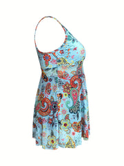 Paisley Print Tankini Set Dress & Shorts Swimsuit