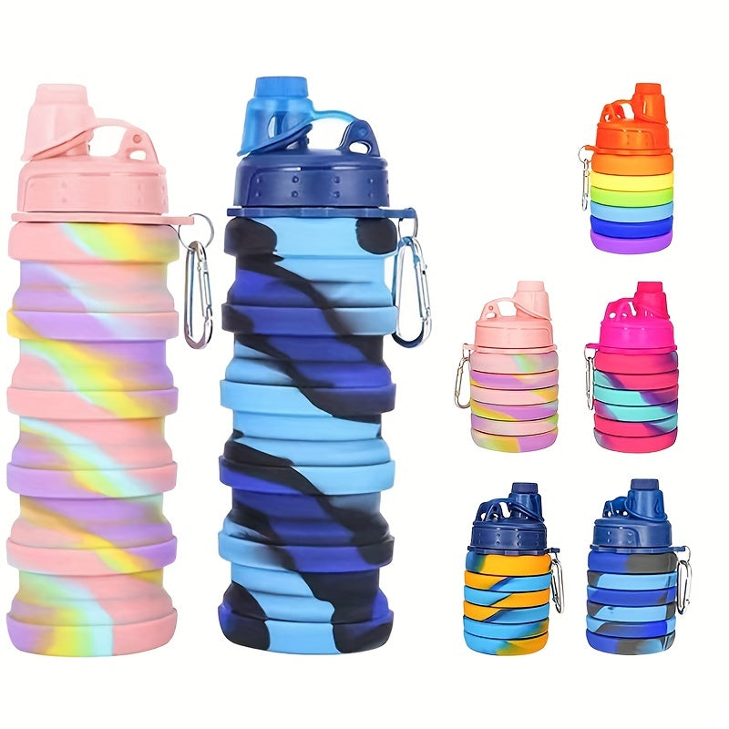 Collapsible Water Bottle Carabiner Leak Proof BPA Silicone Travel Camping Hiking