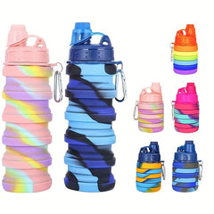 Collapsible Water Bottle Carabiner Leak Proof BPA Silicone Travel Camping Hiking