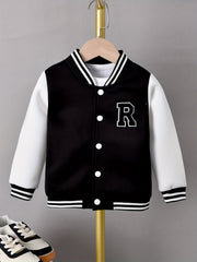 Boys Varsity Jacket Long Sleeve Letter Graphic Block Collar
