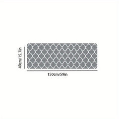 Grey Geometric Moroccan Kitchen Rug - Absorbent Non Slip Floor Mat