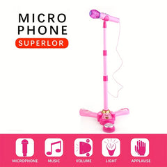 Kids Education Microphone & Stand Pink