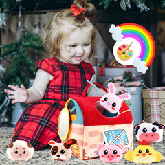 Surprise Barn with Stuffed Farm Animals Rattle Crinkle Paper Mirror Toys