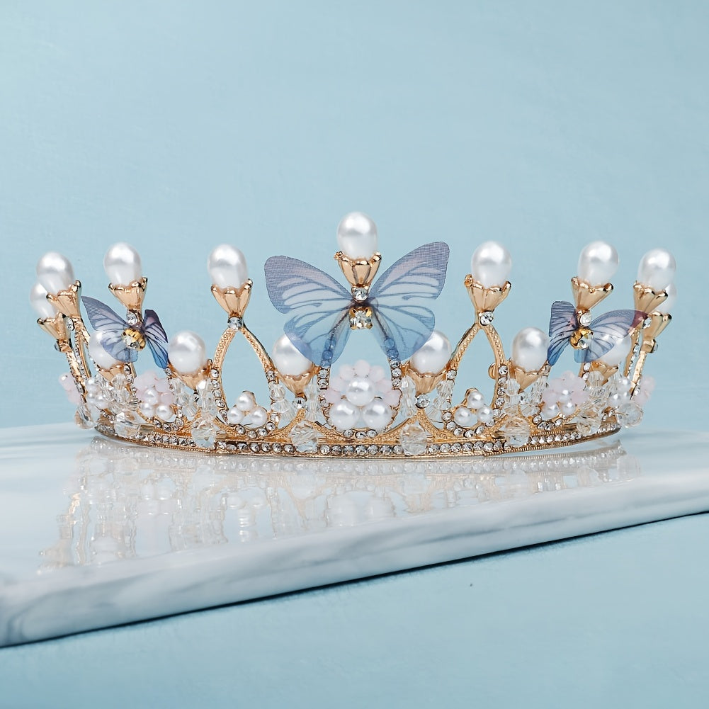 Butterfly Tiara Crown for Women Girls Princess Crown with Rhinestone