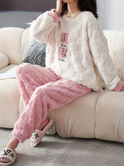 Bear Print Pajama Set Long Sleeve Top & Pants