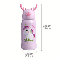 20oz Cartoon Antlers Vacuum Water Bottle Leakproof Stainless Steel Outdoor Sport