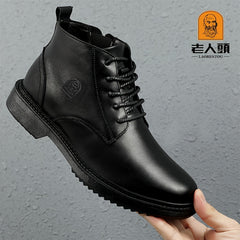 Business Casual Leather Riding Boots Pointed Toe Lace Up Dress Shoes