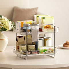 PET Plastic Transparent Two-layer Light Drain Office Storage Rack